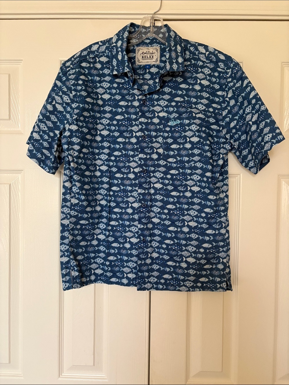 Cabo Hawaiian-Style Button Up Shirt with Fish Pattern